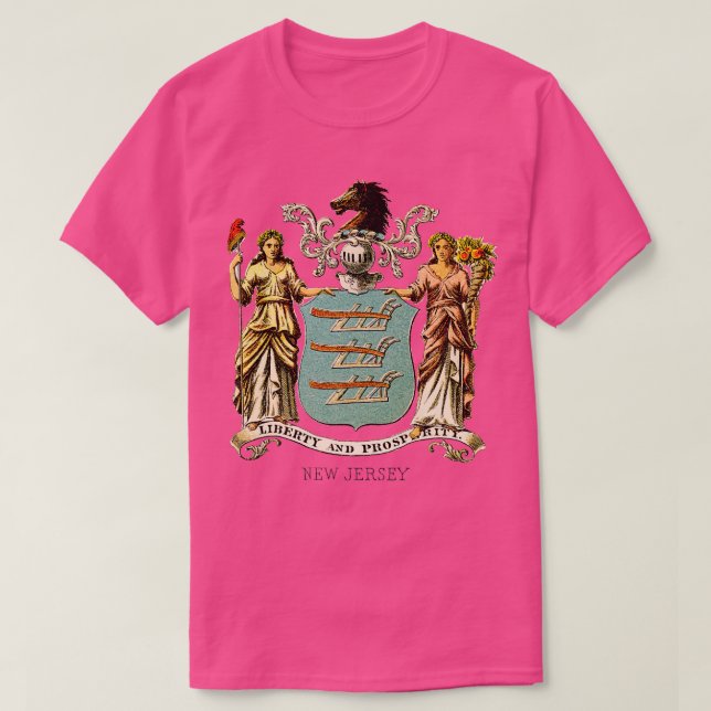 Camiseta 1876 Casaco de Armas de Nova Jersey (Frente do Design)