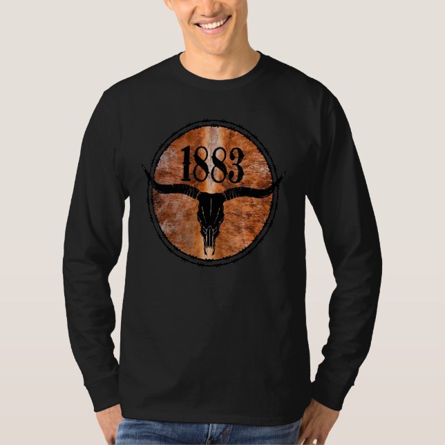 Camiseta 1883 Cowhide Yellowstone Boho Skull 1 (Frente)