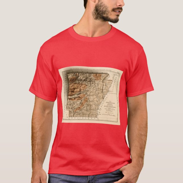 Camiseta 1892 Relief Map of Arkansas 3D digitallyrendered O (Frente)