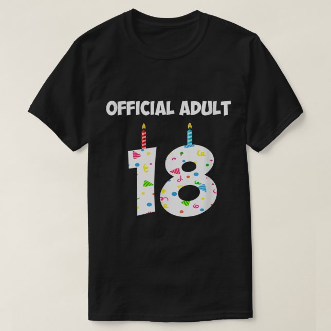 Camiseta 18. º Aniversário Adulto Oficial com 18 anos (Frente do Design)