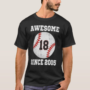 Camiseta 18.º Aniversário do Jogador de Beisebol com 18 ano