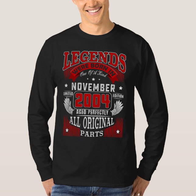 Camiseta 18.º Aniversário Nascer De Legendas Em Novembro De (Frente)