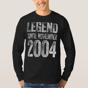 Camiseta 18.º aniversário Novembro Nascer 18 anos Legenda d