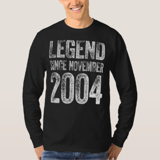 Camiseta 18.º aniversário Novembro Nascer 18 anos Legenda d