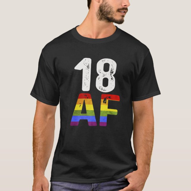 Camiseta 18 AF 18º Aniversário 2003 LGBT Bday Tee for Man W (Frente)