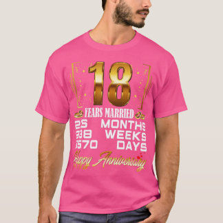 Camiseta 18 Anos Casados Engraçados 18 Anos De Casamento