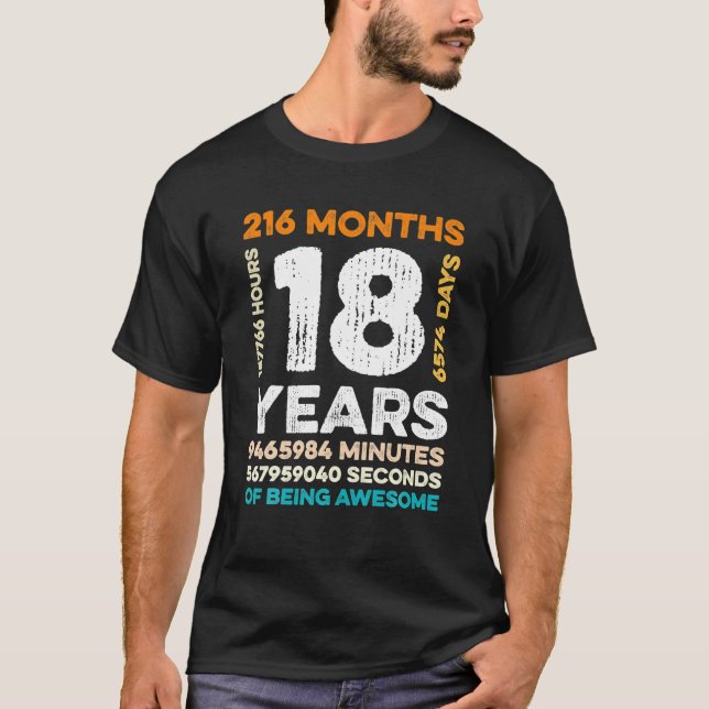 Camiseta 18 Anos De Idade 216 Meses De Ser Incrível 18 (Frente)