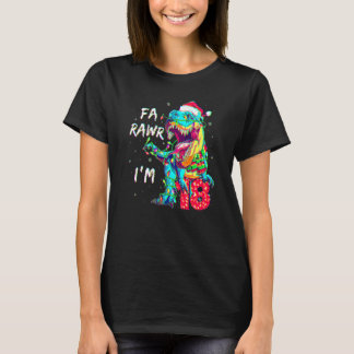 Camiseta 18 Anos De Idade Fa Rawr Eu Tenho 18 Anos Dinossau