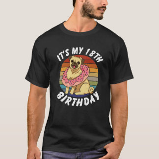 Camiseta 18 Anos De Idade, Pug Funny E Rosquinha Retro Vint