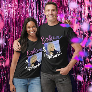 Camiseta 18 anos e Euphoric 18 anos, roxo script