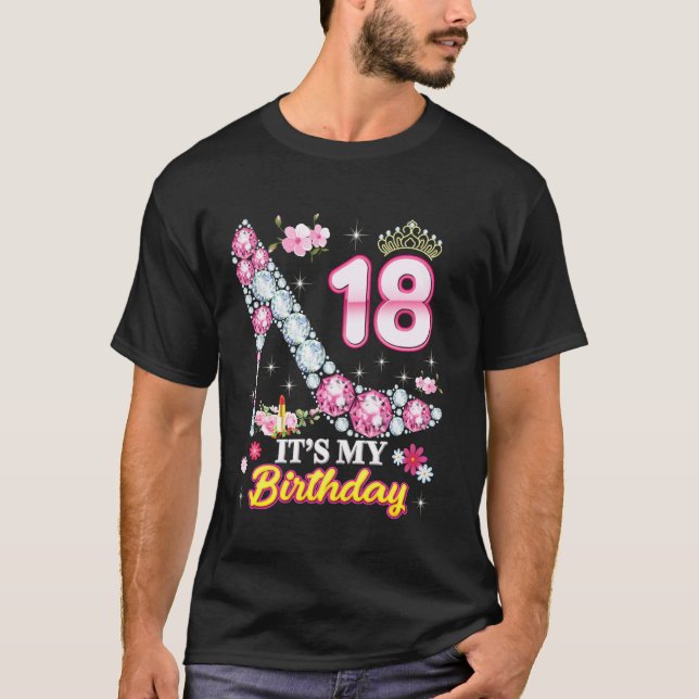 Camiseta 18 anos É o meu 18º aniversário, Diamante Rosa Sh (Frente)