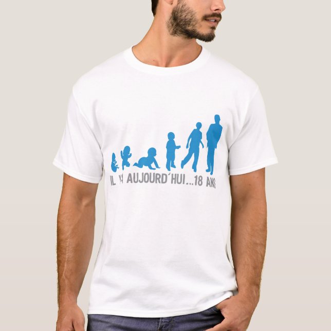 Camiseta 18 ans anniversaire evolution homme aujourdhui (Frente)