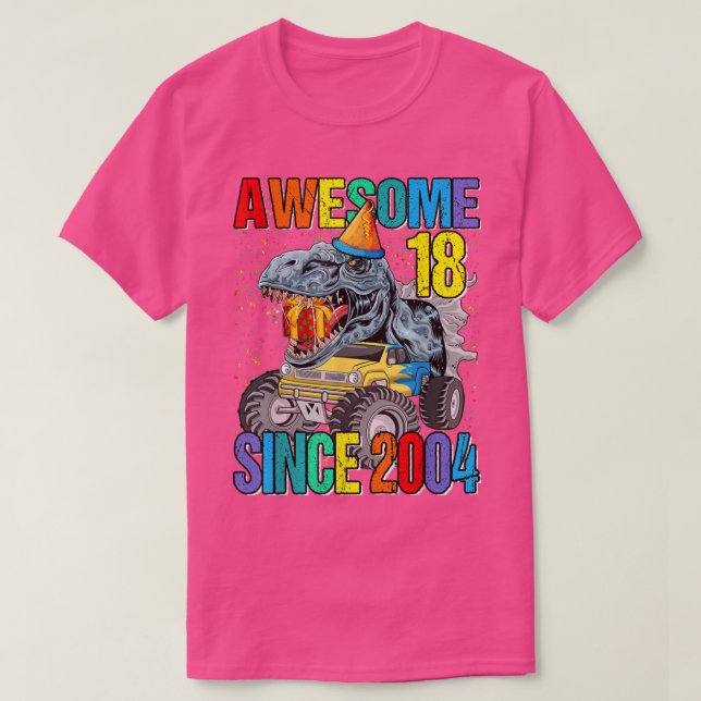 Camiseta 18 Awesome Since 2004 Dinosaur Monster Truck 18th  (Frente do Design)