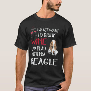Camiseta 18 Bebo Vinho e Brinco com meu Beagle