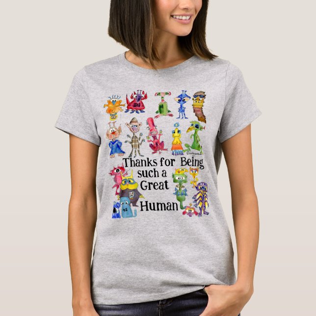 Camiseta 18 Desenhos Engraçados de Alienígenas Expressando  (Frente)