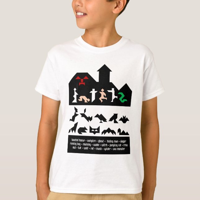 Camiseta 18 imagens de Halloween Tangram (Frente)