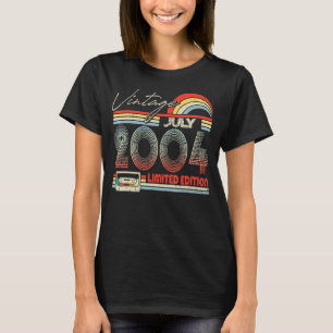 Camiseta 18.o Aniversário de julho de 2004 Vintage Cassette