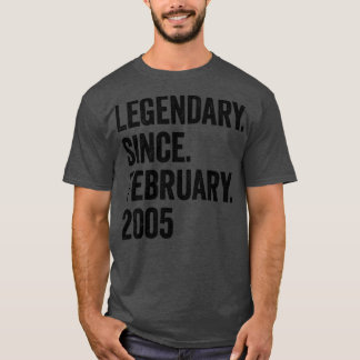 Camiseta 18 Years Legendary Since February 2005 18th Birthd
