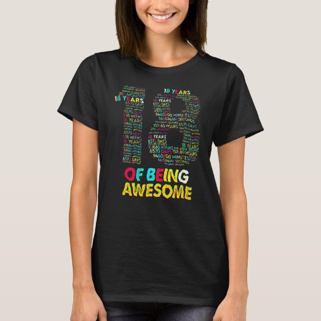 Camiseta 18 Years Of Being Awesome 18 Yr Old 18th Birthday  (Frente)
