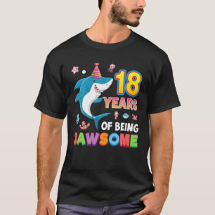 Camiseta 18 Years Of Being Jawsome Old Awesome Shark 18Th B
