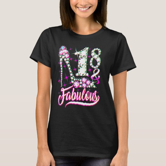 Camiseta 18 Years Old  18 & Fabulous 18th Birthday Pink Dia (Frente)
