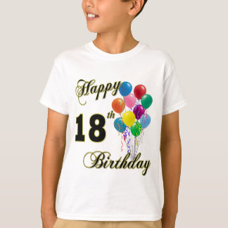 Camiseta 18o t-shirt feliz do aniversário com balões