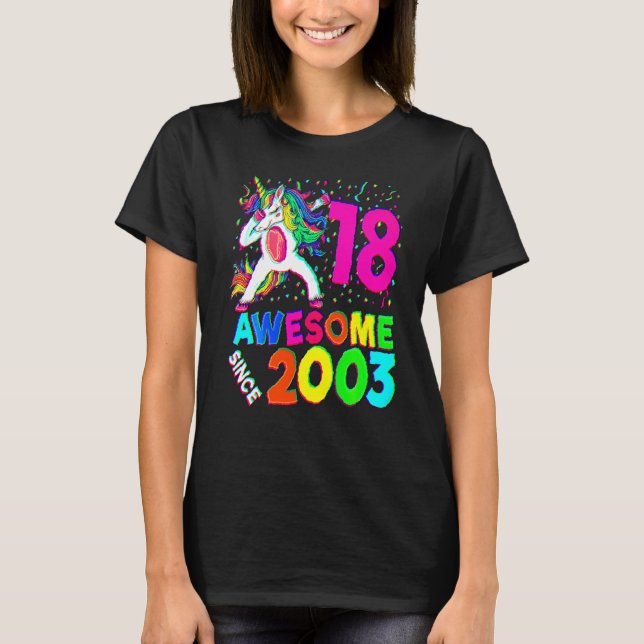 Camiseta 18th Birthday Dabbing Unicorn Party  18 Years Old  (Frente)