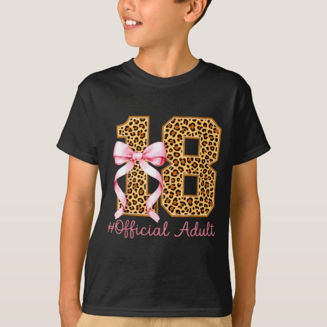 Camiseta 18th Birthday Girl Nk Coquette Bow Leopard 18 Year (Frente)