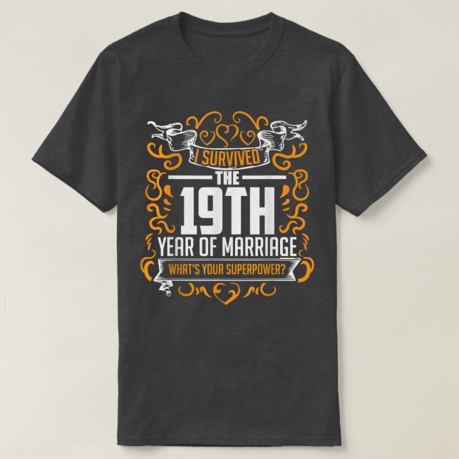 Camiseta 19º Aniversário De Casamento Oferece 19 Anos T Par (Frente do Design)