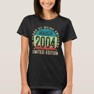 Camiseta 19º Aniversário Garoto Vintage março de 2004 19 an