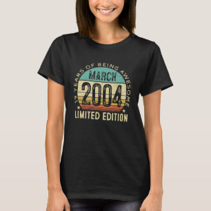 Camiseta 19º Aniversário Garoto Vintage março de 2004 19 an