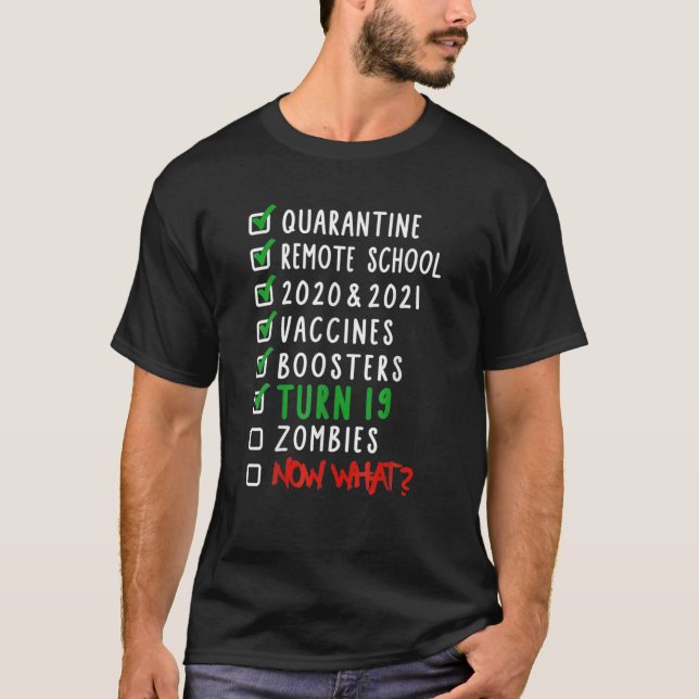 Camiseta 19º Aniversário I Quarentena de Zombies De Escola  (Frente)