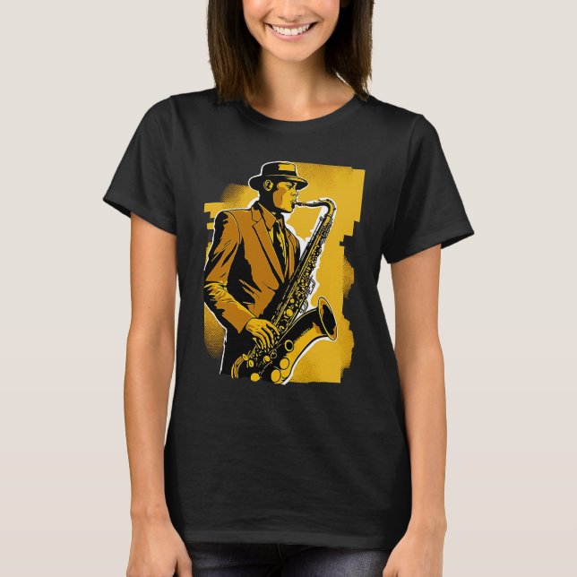 Camiseta 1920s Deco Era Jazz Musician Saxophone Player (Frente)