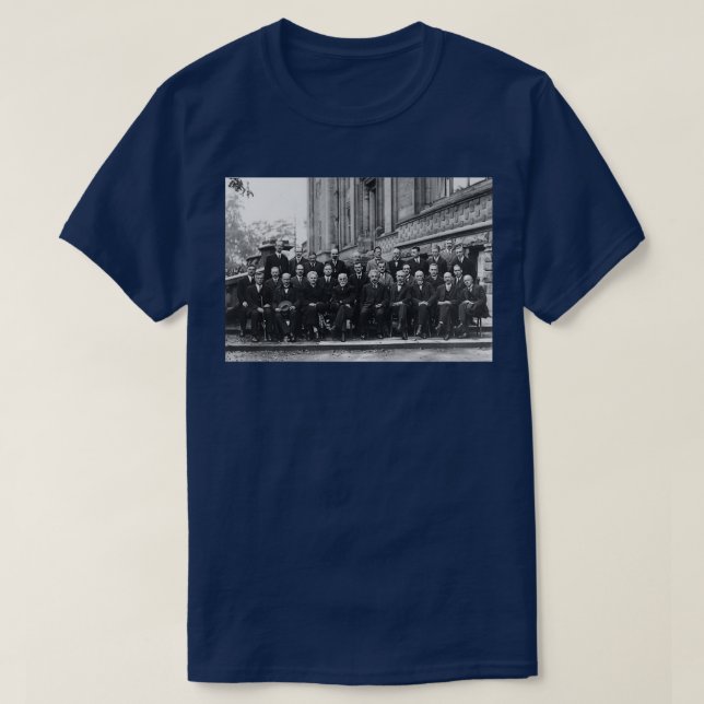 Camiseta 1927 Conferência de Solvay sobre Mecânica Quântica (Frente do Design)