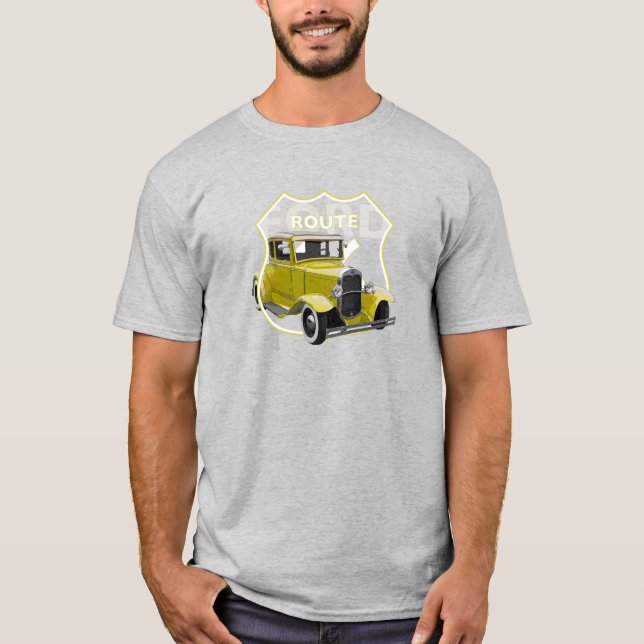 Camiseta 1930 Modelo A Yellow Classic Hotrote66 T-Shirt (Frente)