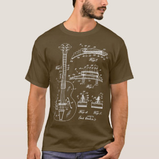 Camiseta 1940 Icônica Guitar Patent Desenhando O Seu Jogado
