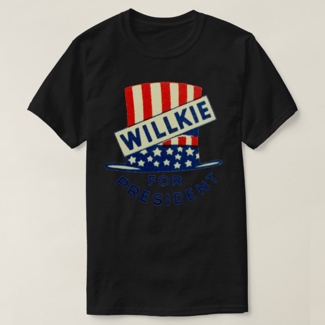 Camiseta 1940 Willkie para Presidente (Frente do Design)