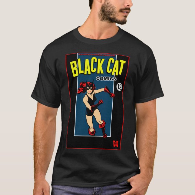 Camiseta 1940's Black Cat Comics "Hero" T-Shirt (Frente)