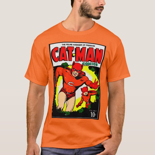 Camiseta 1940's CAT-MAN Comics T-Shirt  (Frente)