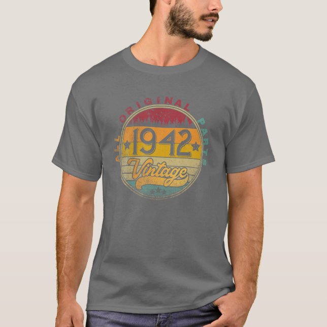 Camiseta 1942 80 Birthday Gift 80 Anos Antiga Retro (Frente)