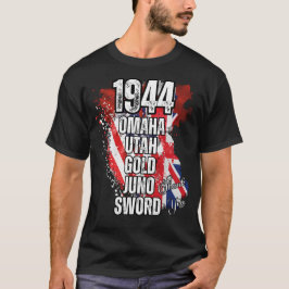 Camiseta 1944 Aterrissagens de OMAHA UTAH DOURADO JUNO SWOR
