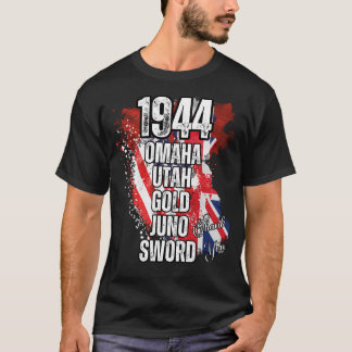 Camiseta 1944 Aterrissagens de OMAHA UTAH DOURADO JUNO SWOR