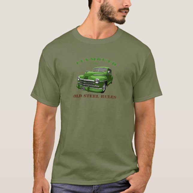 Camiseta 1948 Plymouth. 1948 Chrysler. Mopar. Verde 48. (Frente)