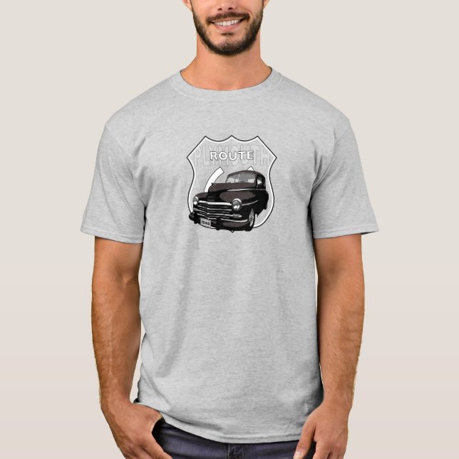 Camiseta 1948 Plymouth Chrysler. Mopar.
Black Hotrod. EUA. (Frente)