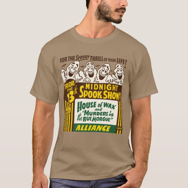 Camiseta 1955 - T-shirt da meia-noite da mostra do susto (Frente)