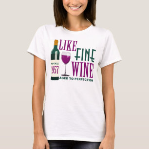 Camiseta 1957 COMO O VINHO fino envelhecido ao vintage da