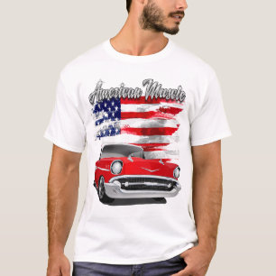 Camiseta 1957 Red and White American Muscle Chevy Bel Air