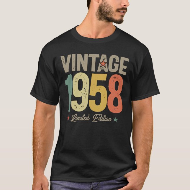 Camiseta 1958 66º Aniversário Oferece Homens de 66 Anos (Frente)
