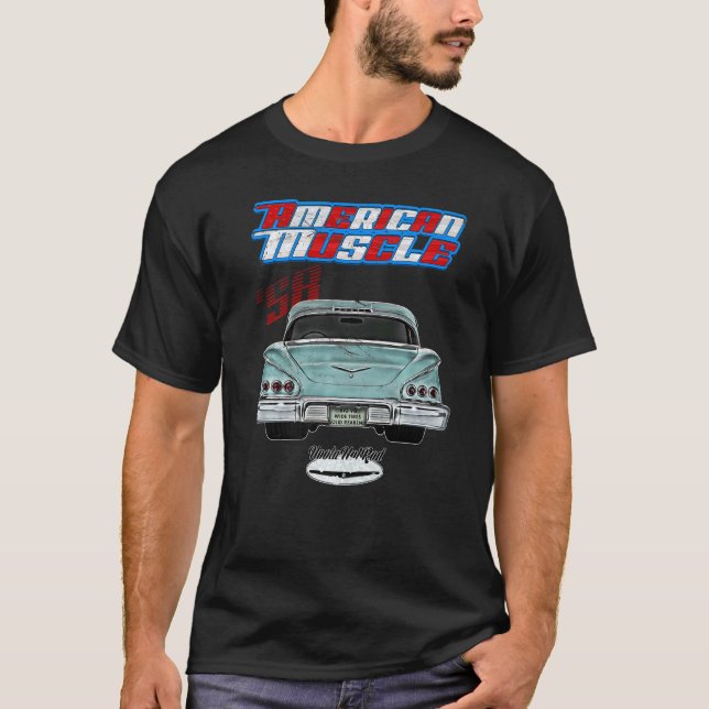 Camiseta 1958 Impala Bel Air Belair Delray Tailfins Rockabi (Frente)