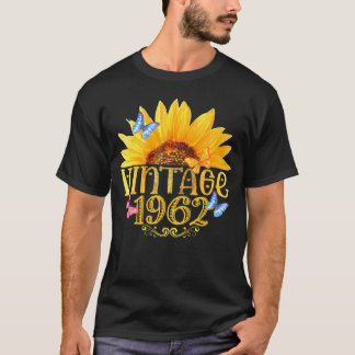 Camiseta 1962 Borboleta Floral De Girassol Funny 62Nd Birth